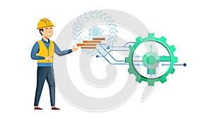 Engineer with Gear System Technology Innovation Process, vector design Generative AI