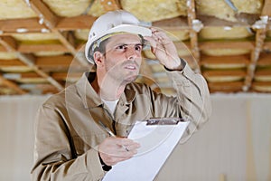 engineer in helmet in construction site
