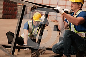 Engineer help anoter engineer, He has accident on the work in factory photo