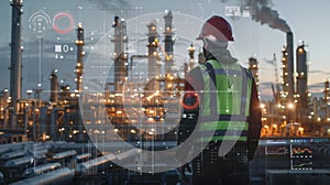 An engineer at industrial refinery. AI generated