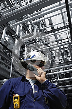 Engineer inside oil refinery