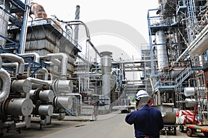 Engineer inside oil refinery