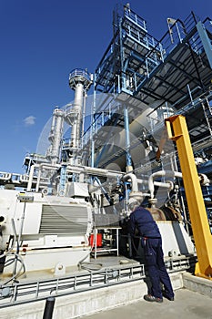 Engineer inside oil-refinery