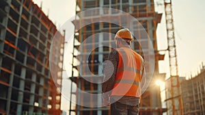 Engineer inspecting a building