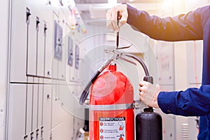 Engineer inspection Fire extinguisher in control room