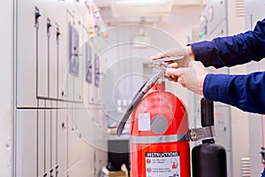 Engineer inspection Fire extinguisher in control room