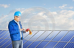 Engineer installing solar panels