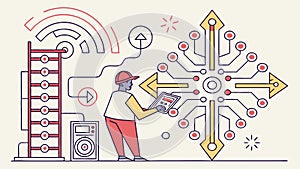 Engineer Interacting with Circuit Network Vector, vector design Generative AI