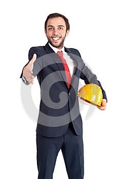 Engineer isolated in white