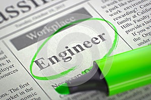 Engineer Job Vacancy. 3D.
