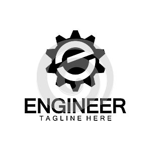 Engineer Logo Design, Letter E Gear Logo, Engineer logo with letter E and Gear elements