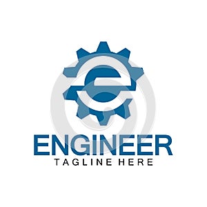 Engineer Logo Design, Letter E Gear Logo, Engineer logo with letter E and Gear elements