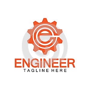 Engineer Logo Design, Letter E Gear Logo, Engineer logo with letter E and Gear elements