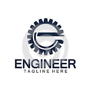 Engineer Logo Design, Letter E Gear Logo, Engineer logo with letter E and Gear elements