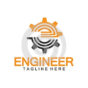 Engineer Logo Design, Letter E Gear Logo, Engineer logo with letter E and Gear elements