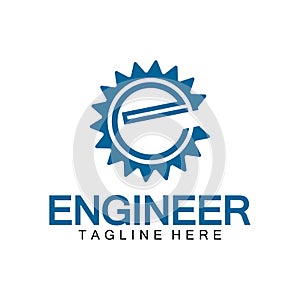 Engineer Logo Design, Letter E Gear Logo, Engineer logo with letter E and Gear elements