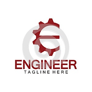 Engineer Logo Design, Letter E Gear Logo, Engineer logo with letter E and Gear elements