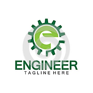 Engineer Logo Design, Letter E Gear Logo, Engineer logo with letter E and Gear elements