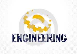 Engineer logo or icon with gears and cog wheels, stylish industrial .