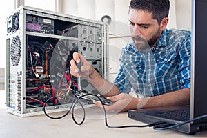 Engineer maintains a computer