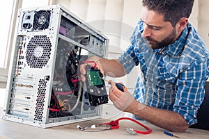 Engineer maintains a computer