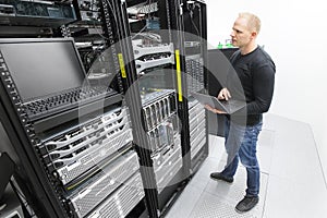 It engineer maintains servers in datacenter