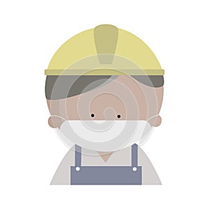 Engineer man wear protective medical face mask and helmet icon vector