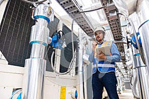 engineer man working with water pipe line in gas oil industry workplace