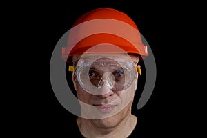 Engineer or manual worker man in safety hardhat