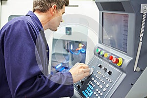 Engineer Operating Computer Controlled Milling Machine