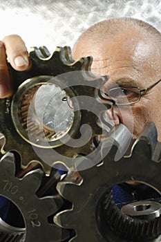 Engineer, phycisit examining geometry