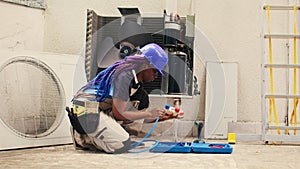 Engineer prepares for condenser checkup