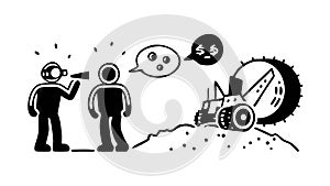 Engineer and Robot, Human Machine Collaboration, vector design Generative AI