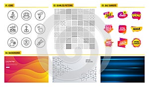 Engineer, Security agency and Group icons. Touchpoint, Income money and Agent signs. Vector