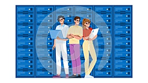 engineer server room staff vector