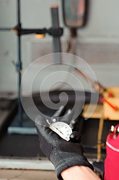 Engineer set up and testing old machine in factory, engineering and industrial concept