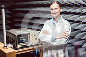 Engineer in a silent lab testing HF equipment