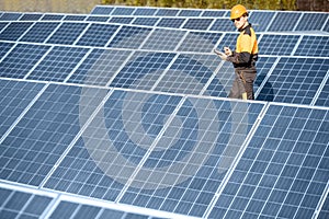 Engineer on a solar power plant