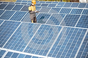 Engineer on a solar power plant