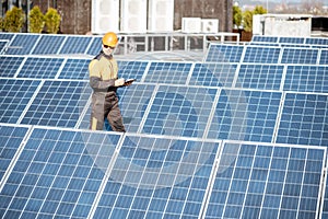 Engineer on a solar power plant