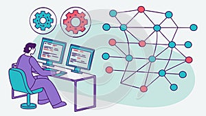 Engineer with Tech Network & Gears - System Development Vector, vector design Generative AI