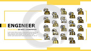 engineer technology work man landing header vector