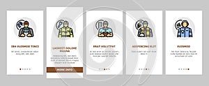 engineer technology work man onboarding icons set vector