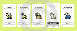 engineer technology work man onboarding icons set vector