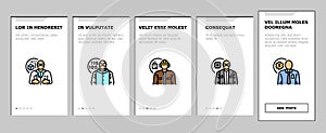 engineer technology work man onboarding icons set vector