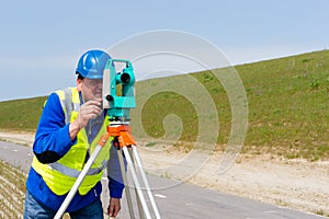 Engineer and Total station or theodolite