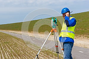 Engineer and Total station or theodolite