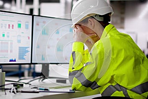 Engineer using SCADA system monitor photo