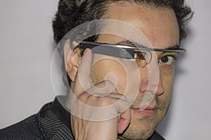 Engineer wearing google glass