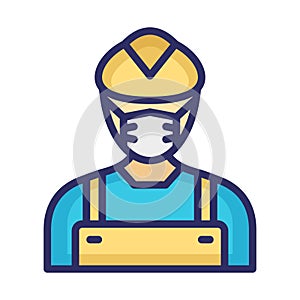 Engineer Wearing mask Vector Icon which can easily modify or edit
